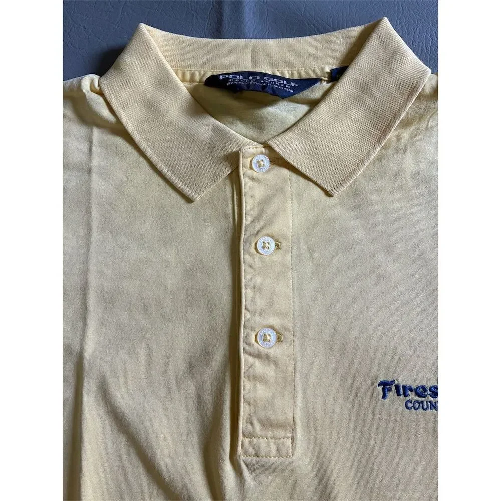 Polo Golf‎ Ralph Lauren Men's M Yellow Polo Shirt Firestone  country club Logo